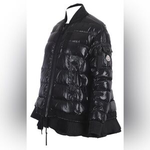 MONCLER "LUCY" BLK LACQURED QUILTED DOWN PEPLUM JACKET WINTER COAT 2/MEDIUM